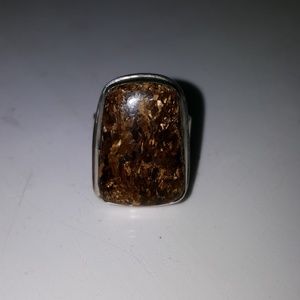 Sterling silver ring with brown stone